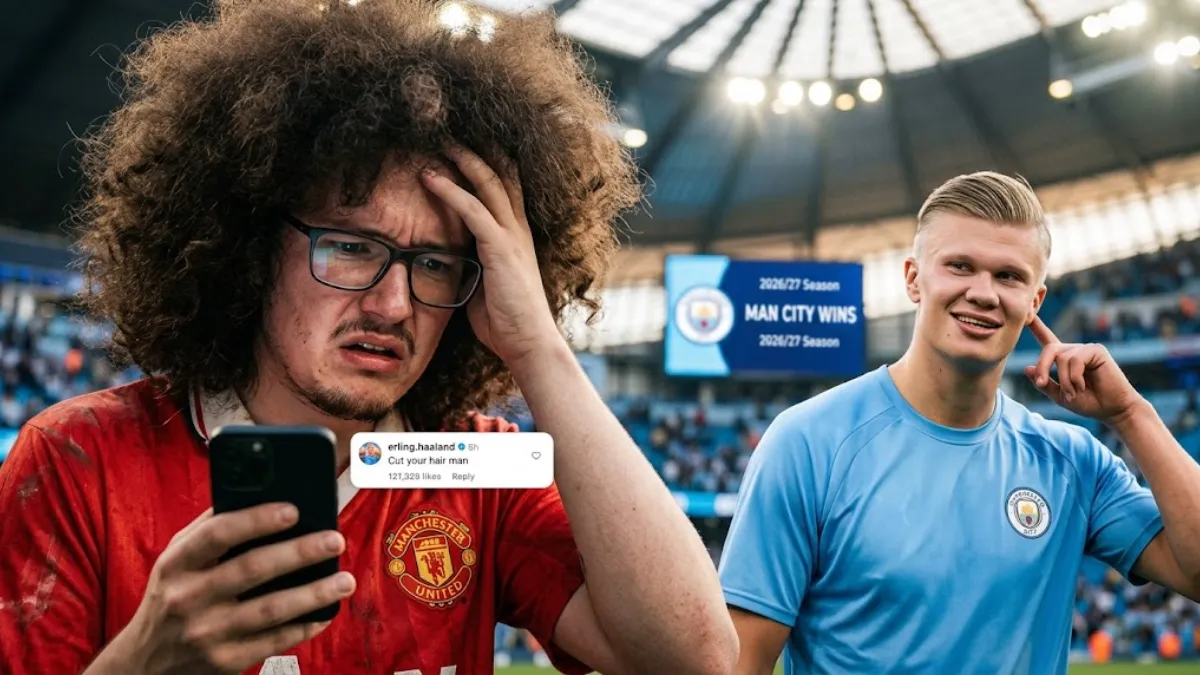 Erling Haaland pokes fun at Manchester United fan who hasn't cut his hair in over 700 days