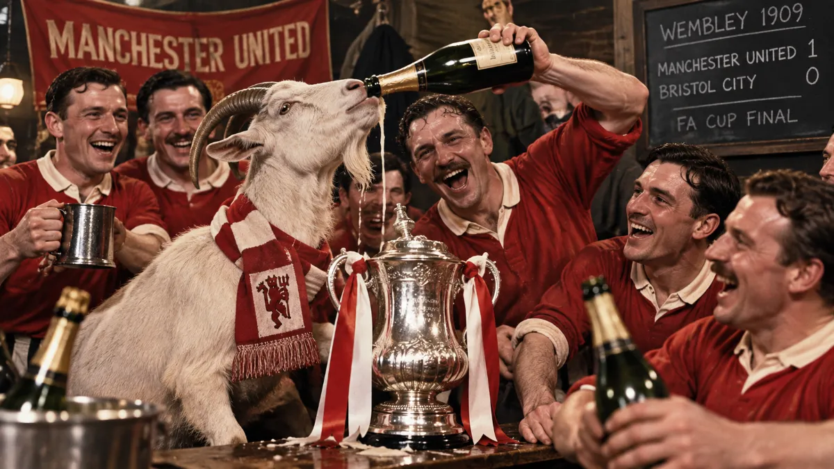 A goat from Manchester United celebrated with champagne after the final — and died