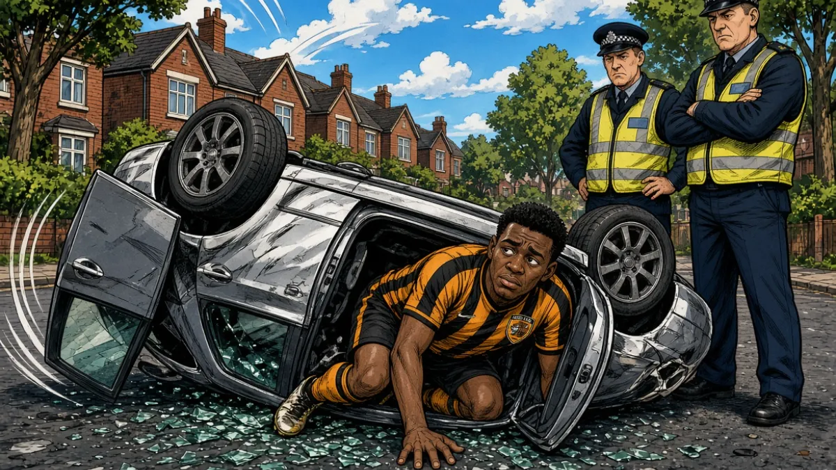 Hull City's second player flips car on same road as teammate's accident
