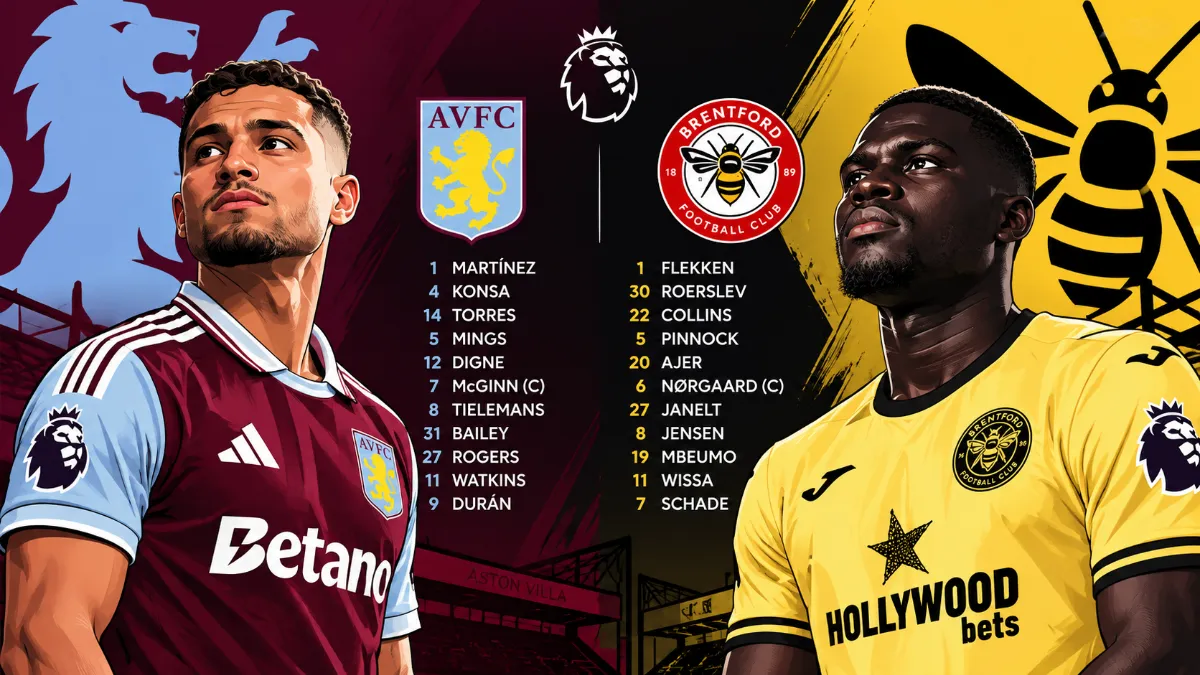 Starting line-ups announced for Aston Villa versus Brentford