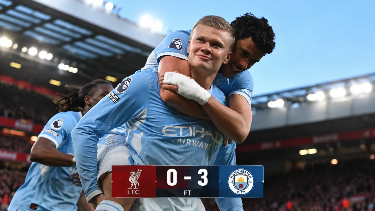 Manchester City thrash Liverpool at Anfield 3-0