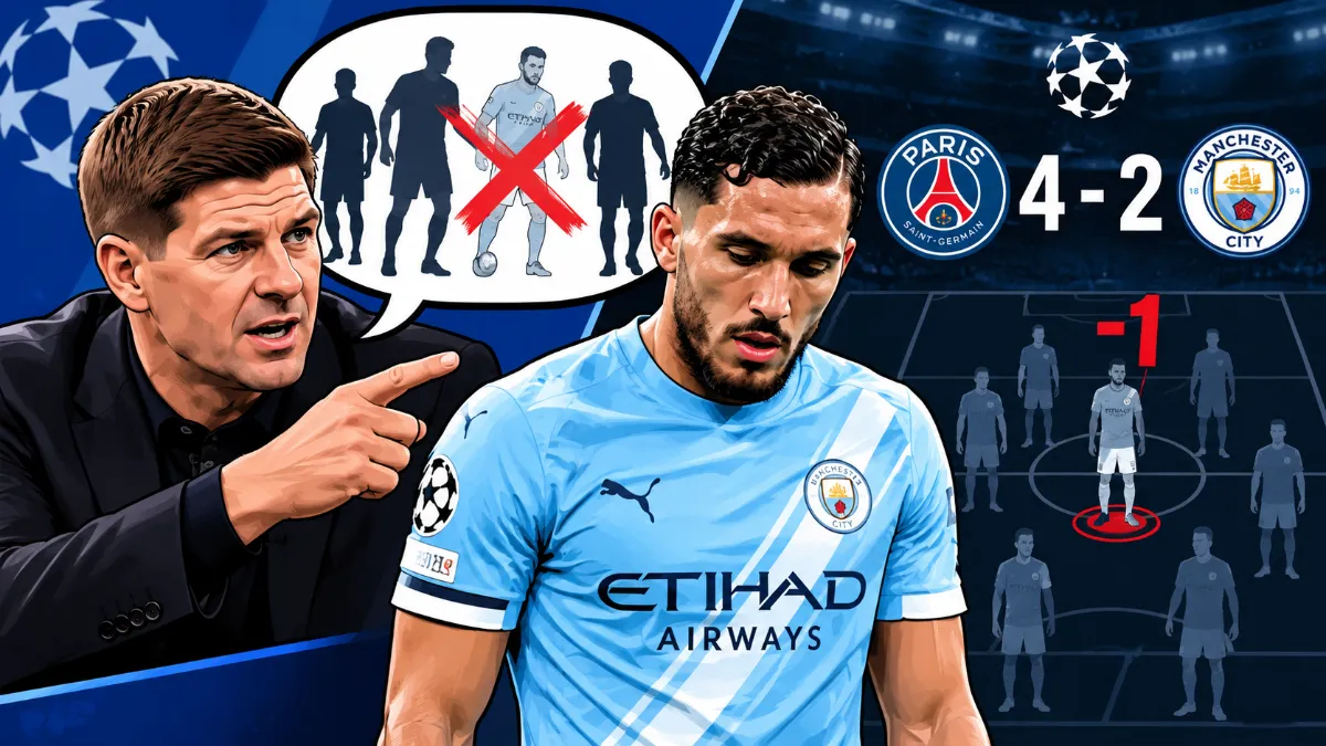 Steven Gerrard criticises Ryan Cherki after Manchester City's Champions League defeat