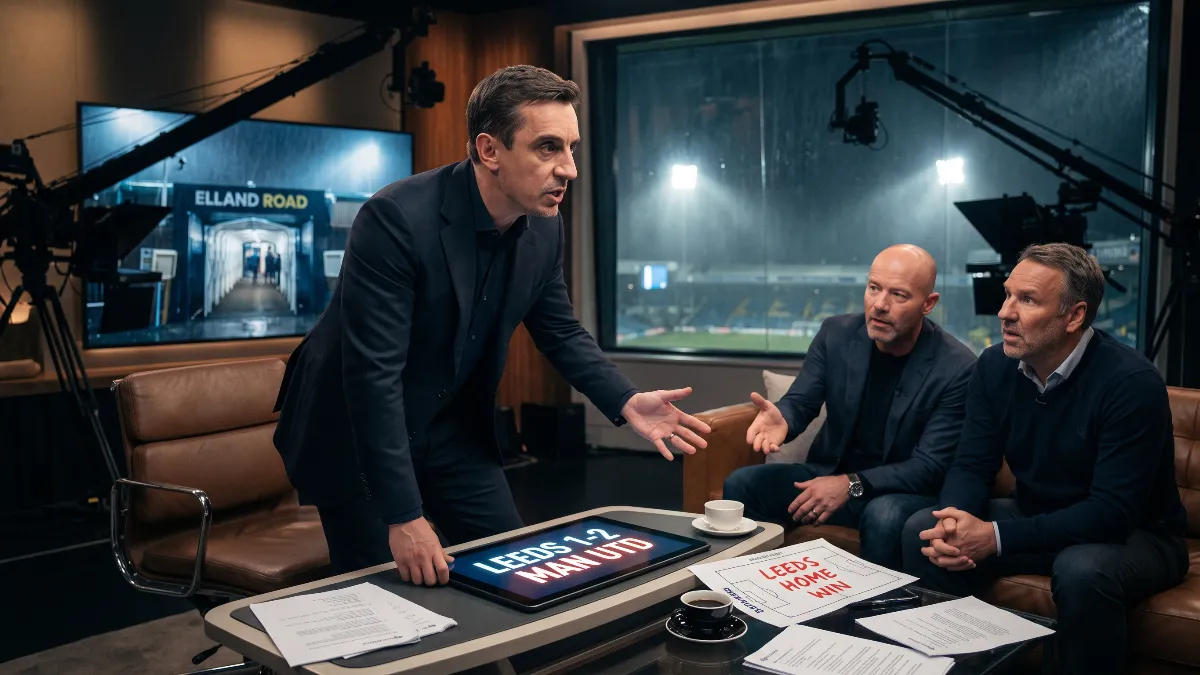 Alan Shearer and Paul Merson predict Manchester United defeat to Leeds United, but Gary Neville believes in former team's victory