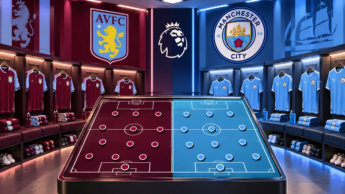 Start teams for the match Aston Villa vs Manchester City