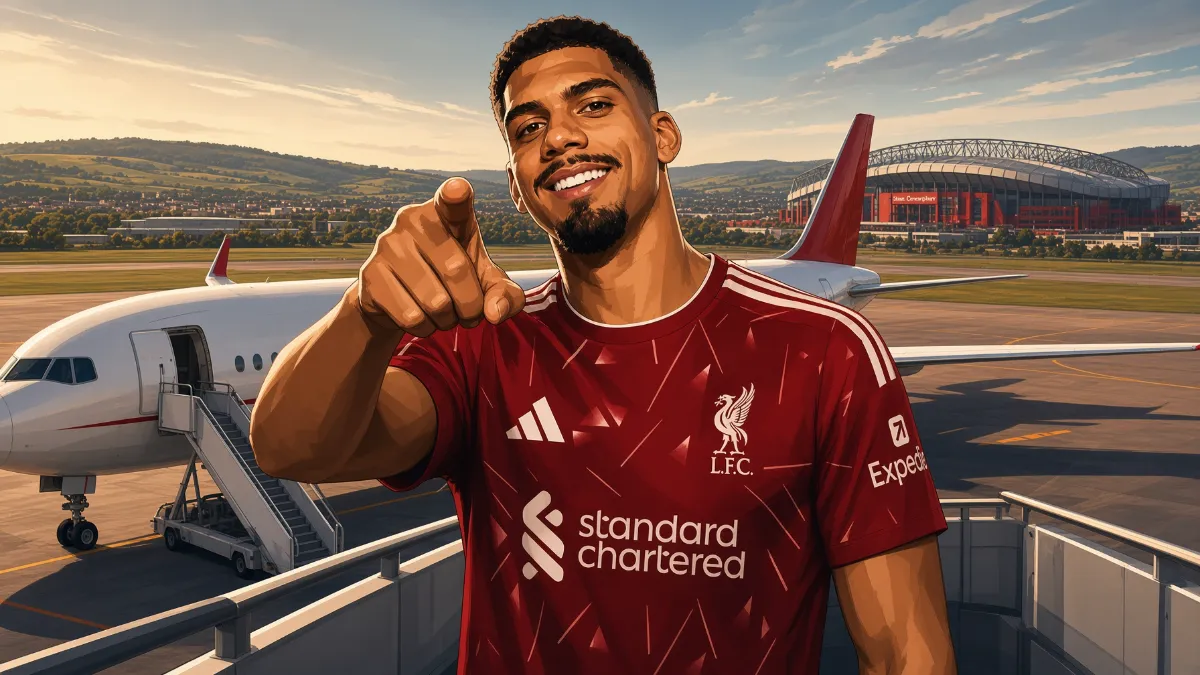 Ronald Araujo arrives for medical at Liverpool