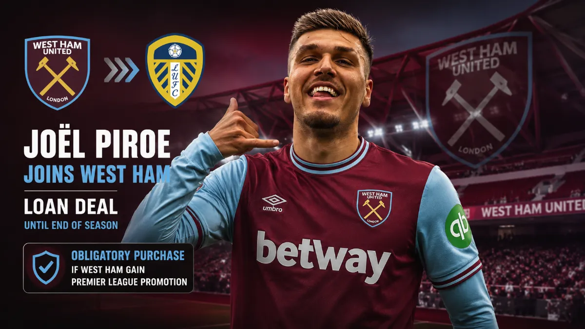 Joel Piroe joins West Ham from Leeds United