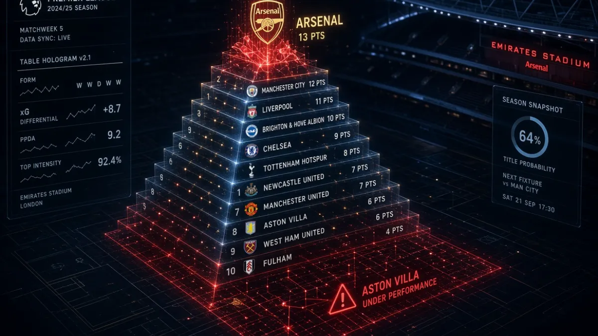 Artificial intelligence predicts the Premier League table after five rounds: Arsenal on top and Aston Villa in crisis