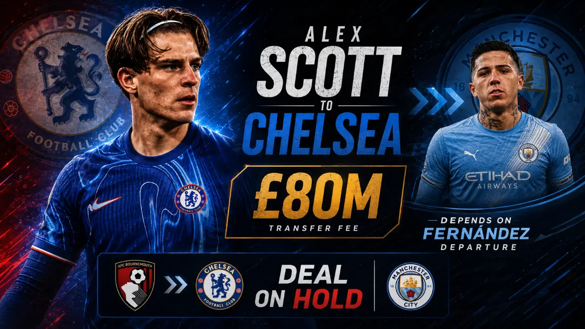 Alex Scott agrees to join Chelsea as Bournemouth demand £80 million, deal hinges on Fernandez moving to Manchester City