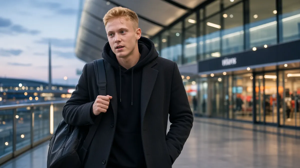 Hugo Larsson arrives in London for talks with Crystal Palace