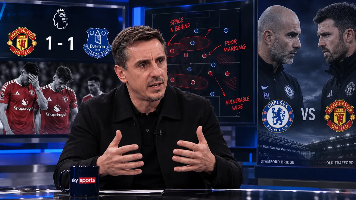 Gary Neville criticises Manchester United's defence after draw with Everton