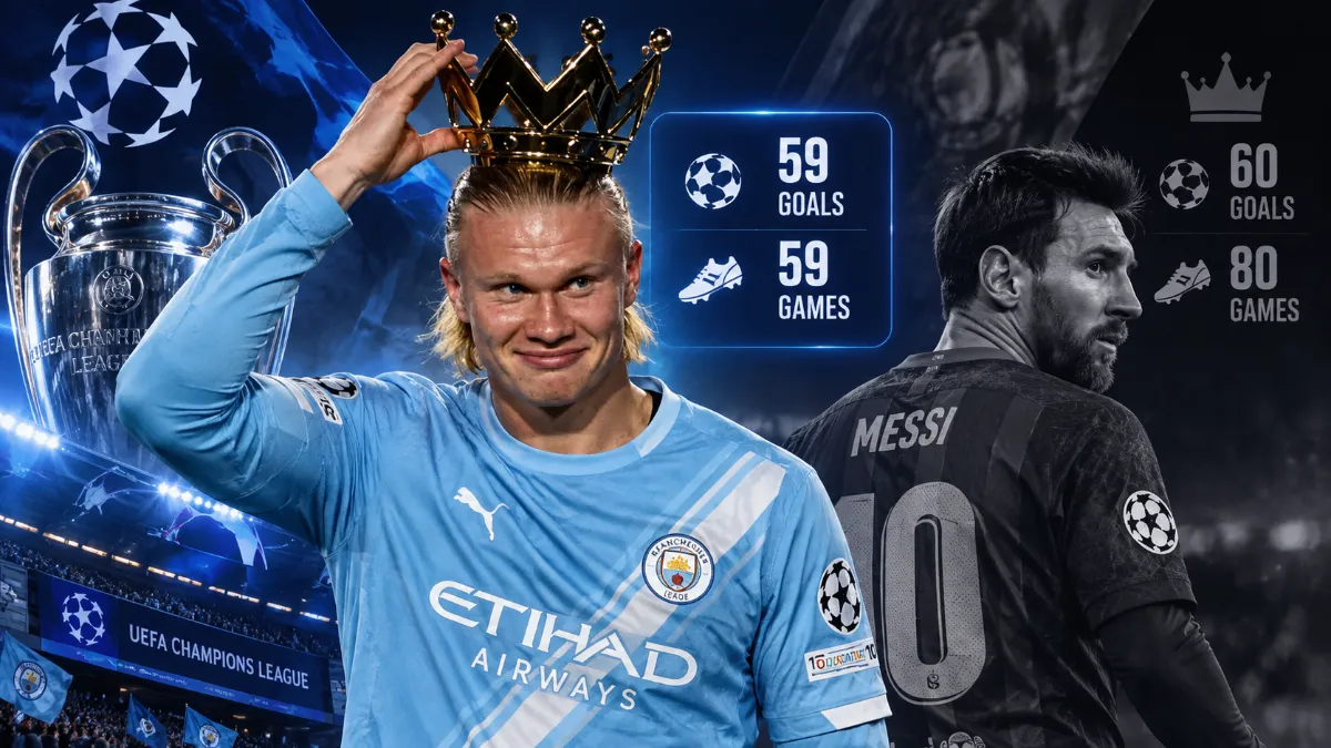 Erling Haaland can break two Lionel Messi records in the Champions League