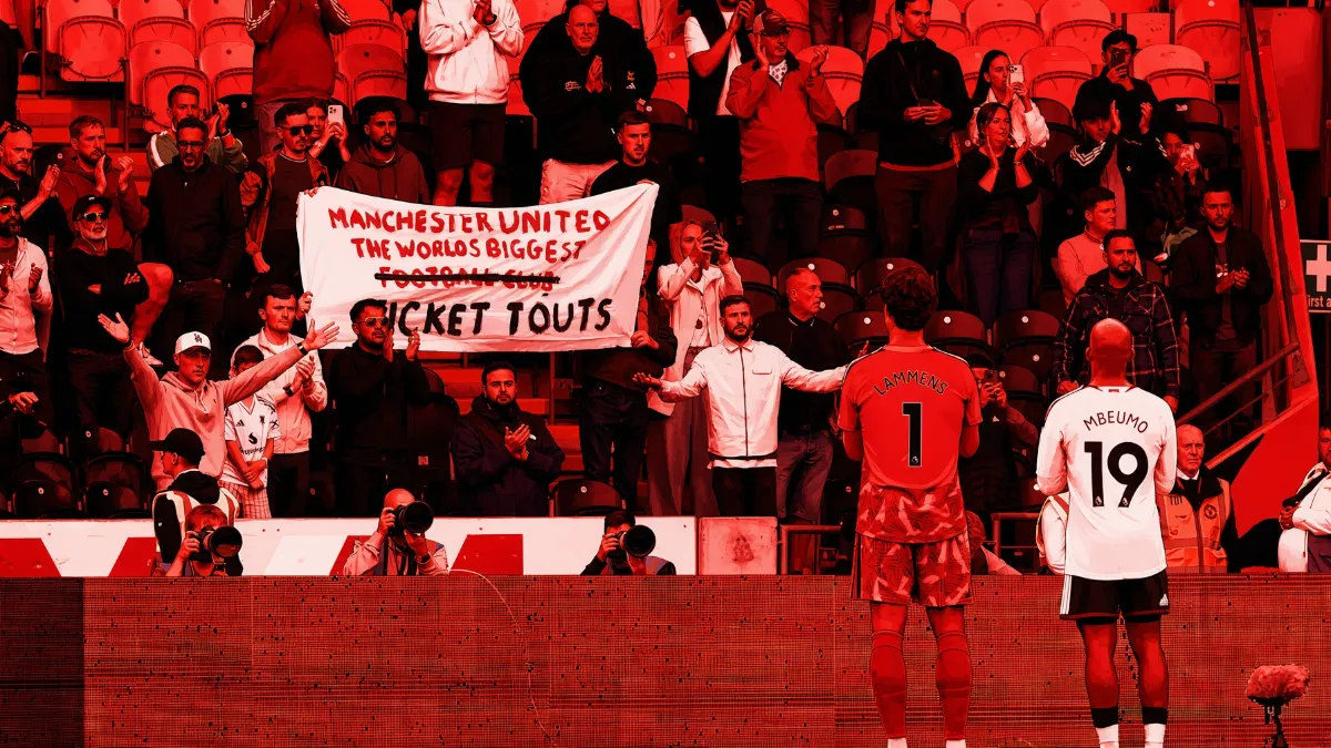Fans prepare to protest during Manchester derby