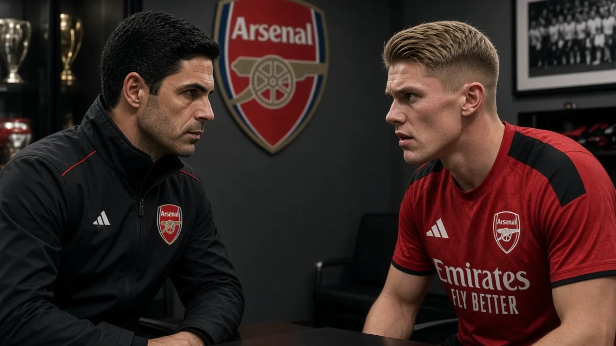 Forward Viktor Dyoekeres has a tense conversation with Arteta